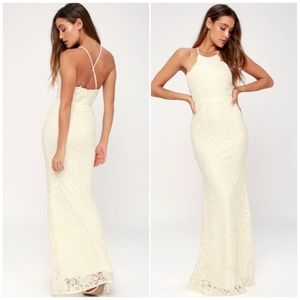 NWT Lulus Zenith Cream Lace Maxi Dress